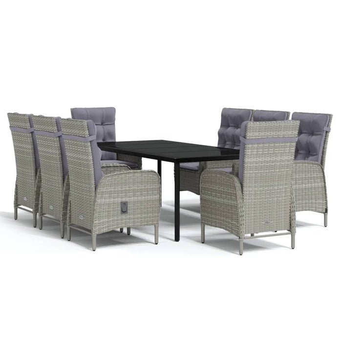 Set mobilier de grădină cu perne, 9 piese, gri și negru WALTI
