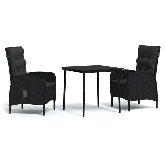 Set mobilier de grădină cu perne, 3 piese, negru - WALTI WALTI