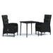 Set mobilier de grădină cu perne, 3 piese, negru - WALTI WALTI