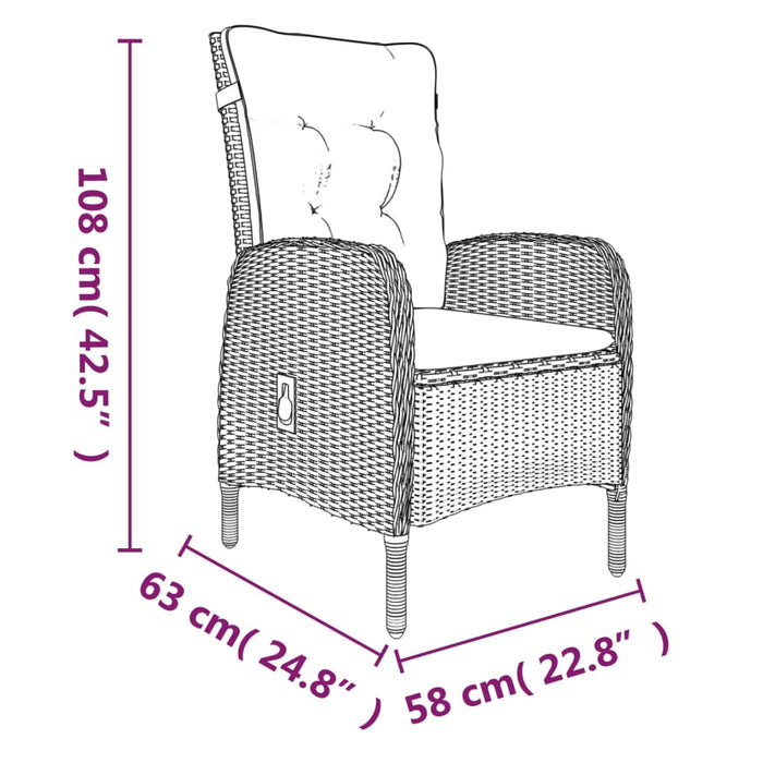 Set mobilier de grădină cu perne, 3 piese, negru - WALTI WALTI