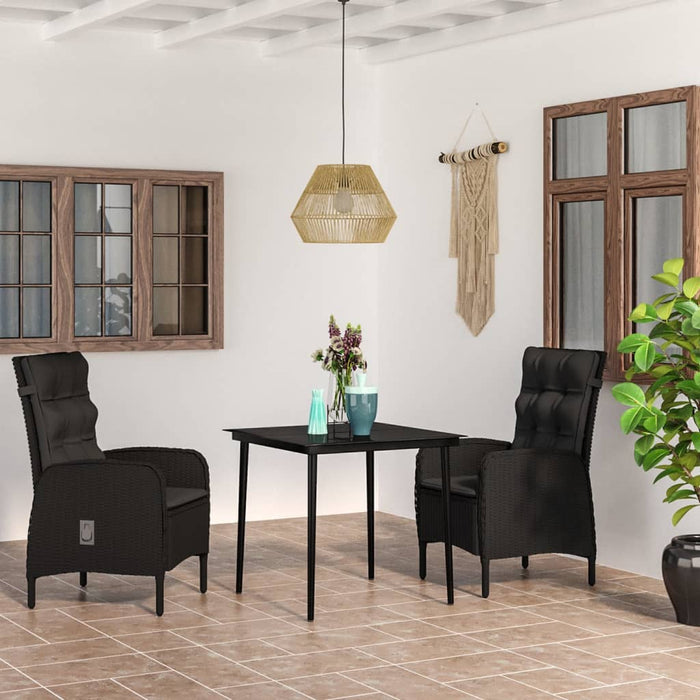 Set mobilier de grădină cu perne, 3 piese, negru - WALTI WALTI