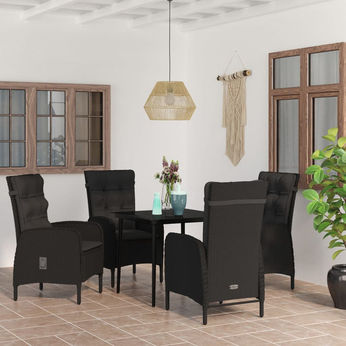 Set masă pentru grădină, 5 piese, cu perne, negru - WALTI WALTI