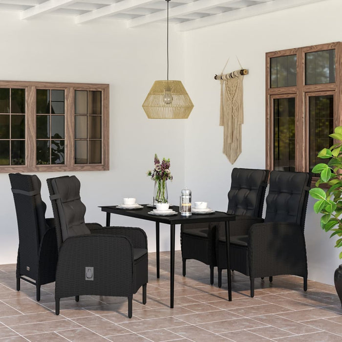 Set masă pentru grădină, 5 piese, cu perne, negru - WALTI WALTI