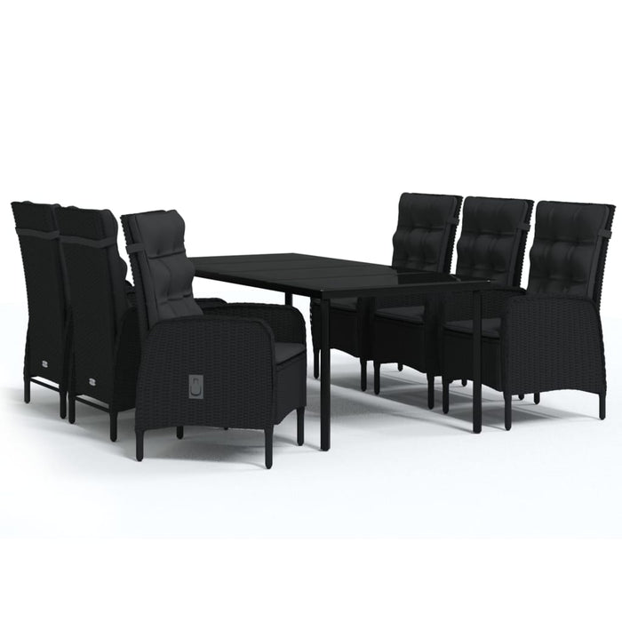 Set de masă pentru grădină, 7 piese, cu perne, negru - WALTI WALTI