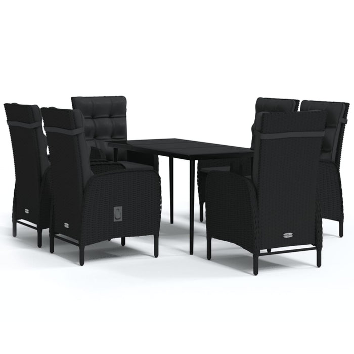 Set de masă pentru grădină, 7 piese, cu perne, negru - WALTI WALTI
