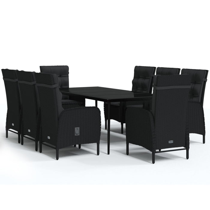 Set mobilier de grădină cu perne, 9 piese, negru - WALTI WALTI