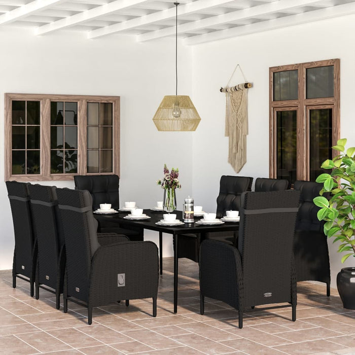 Set mobilier de grădină cu perne, 9 piese, negru - WALTI WALTI