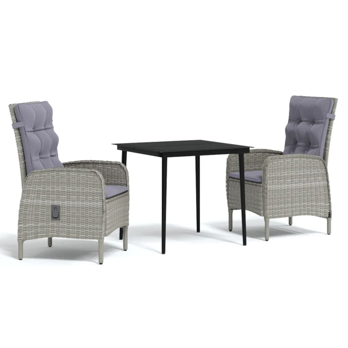 Set mobilier de grădină, cu perne, 3 piese, gri și negru - WALTI WALTI