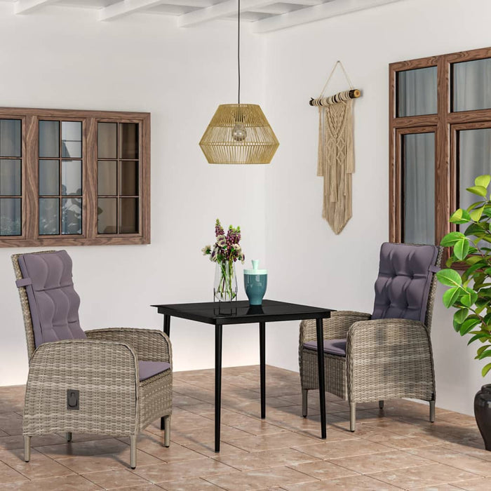 Set mobilier de grădină, cu perne, 3 piese, gri și negru - WALTI WALTI