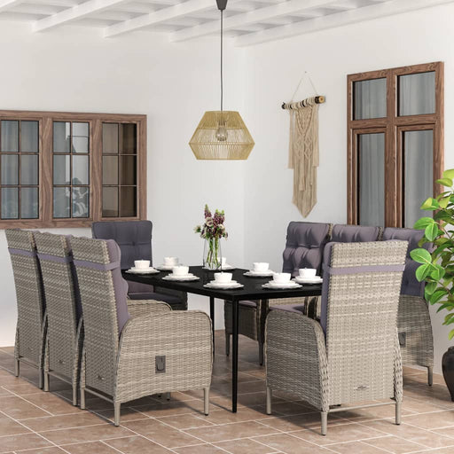 Set mobilier de grădină cu perne, 9 piese, gri și negru - WALTI WALTI