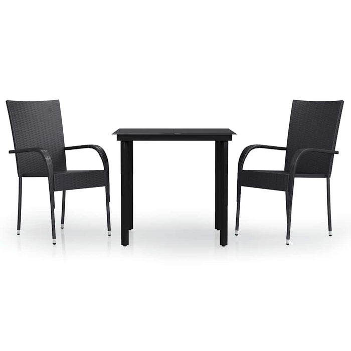 Set de mobilier de grădină, 3 piese, negru - WALTI WALTI