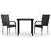 Set de mobilier de grădină, 3 piese, negru - WALTI WALTI