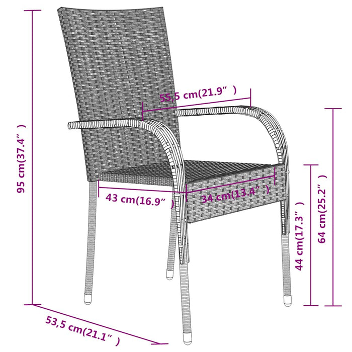 Set de mobilier de grădină, 3 piese, negru - WALTI WALTI