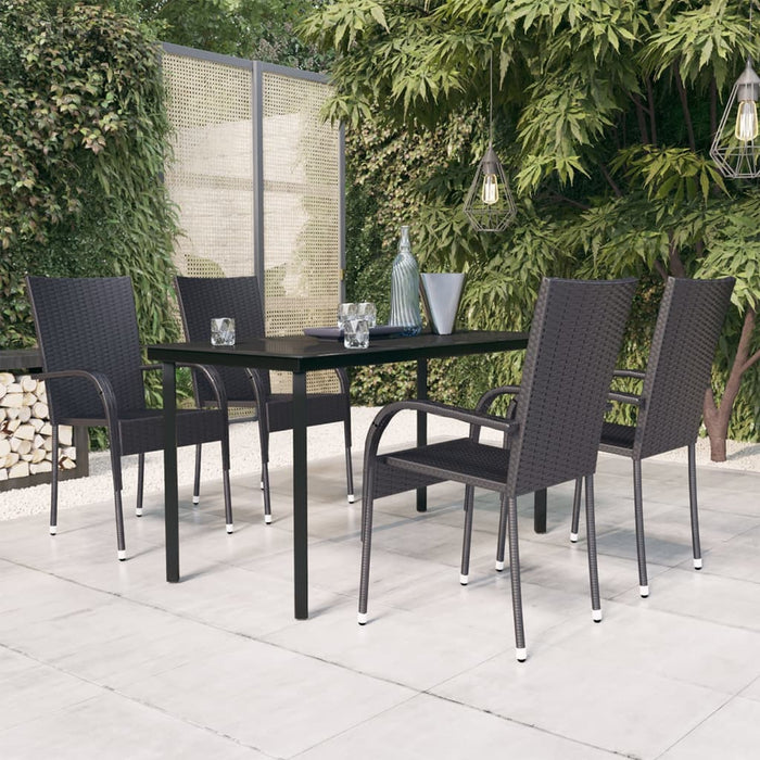 Set mobilier de grădină, 5 piese, negru WALTI