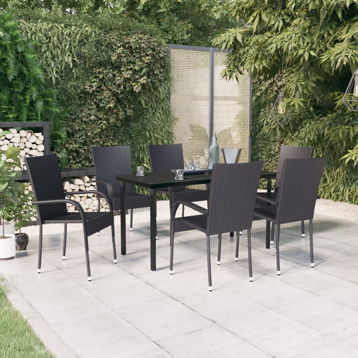 Set mobilier de grădină, 7 piese, negru - WALTI WALTI
