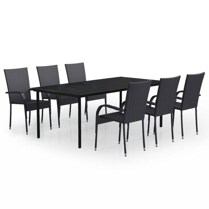 Set mobilier de grădină,negru, 7 piese WALTI