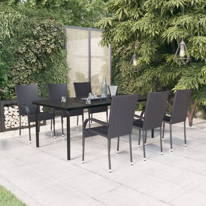 Set mobilier de grădină,negru, 7 piese WALTI