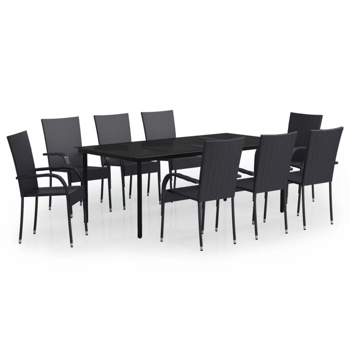 Set mobilier de grădină,negru, 9 piese WALTI