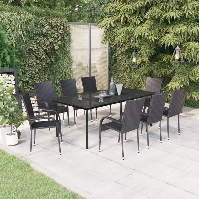 Set mobilier de grădină,negru, 9 piese WALTI