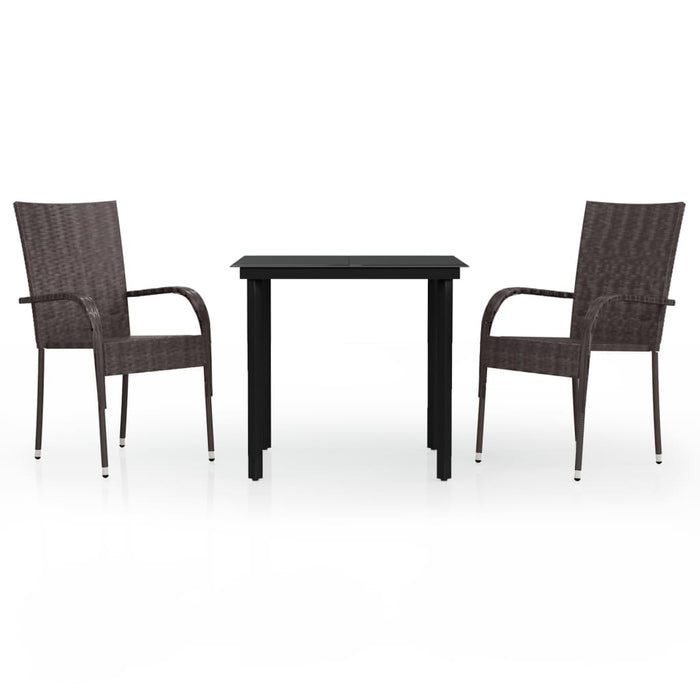Set mobilier de grădină, 3 piese, maro și negru - WALTI WALTI