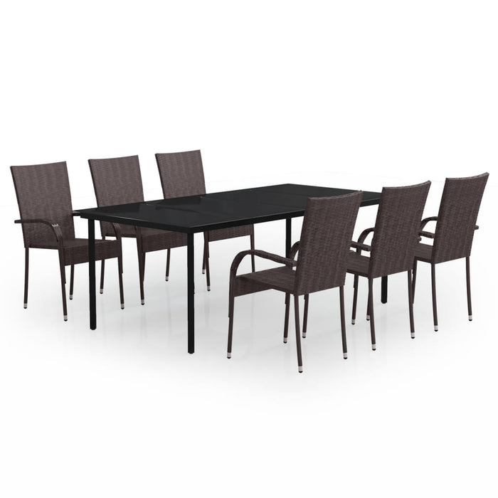 Set mobilier de grădină, 7 piese, maro și negru WALTI