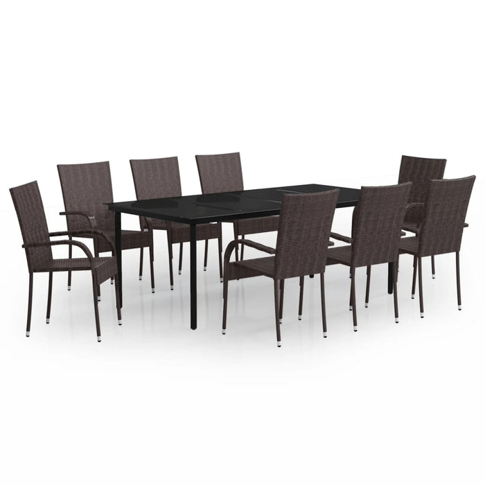 Set mobilier de grădină, 9 piese, maro și negru WALTI