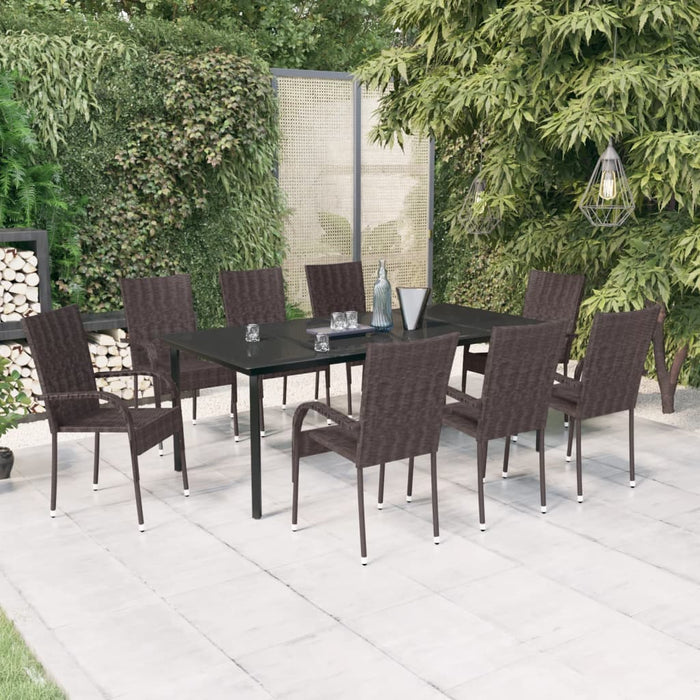 Set mobilier de grădină, 9 piese, maro și negru WALTI