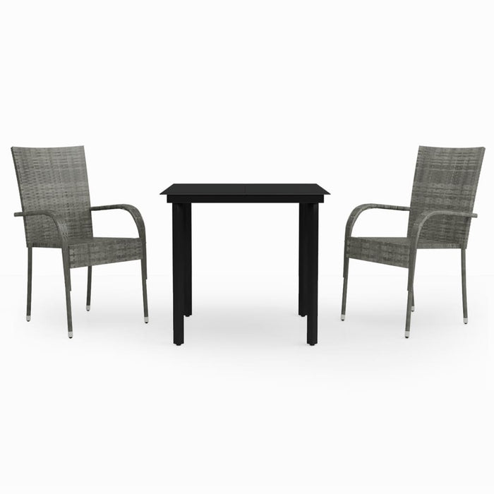 Set mobilier de grădină, 3 piese, gri și negru - WALTI WALTI