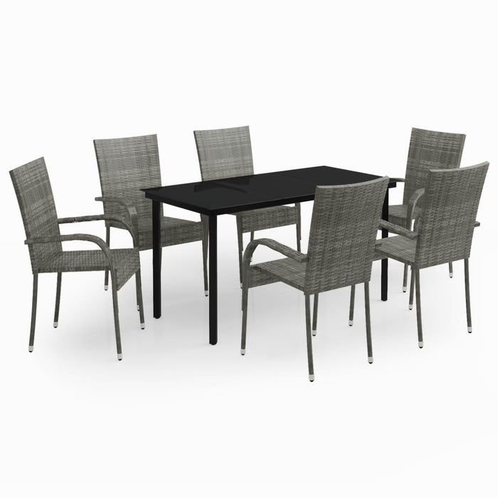 Set mobilier de grădină, 7 piese, gri și negru - WALTI WALTI