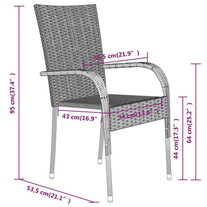 Set mobilier de grădină, 7 piese, gri și negru - WALTI WALTI