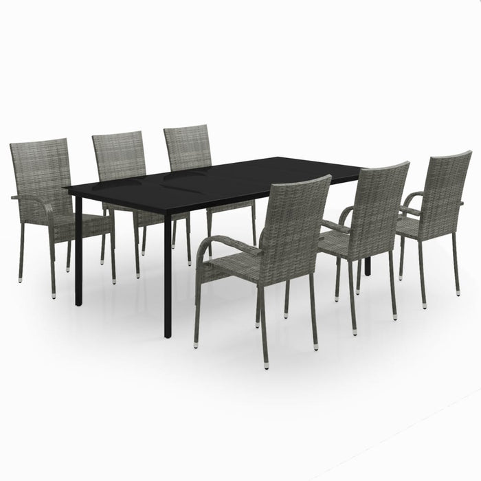 Set mobilier de grădină ,gri și negru, 7 piese WALTI