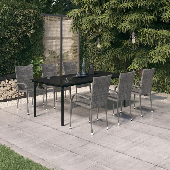 Set mobilier de grădină ,gri și negru, 7 piese WALTI