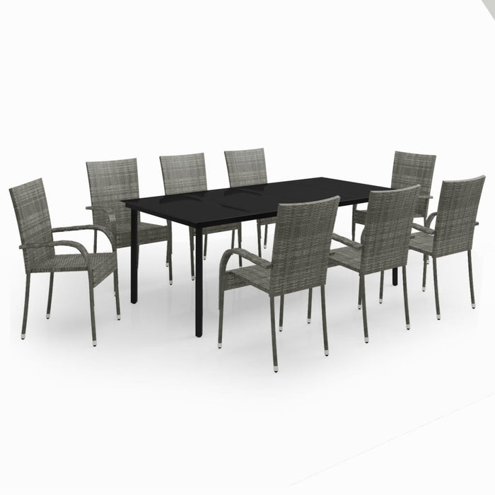 Set mobilier de grădină, gri și negru, 9 piese - WALTI WALTI