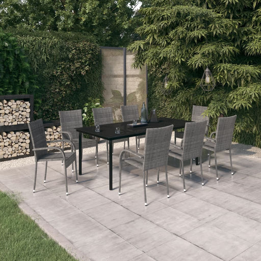 Set mobilier de grădină, gri și negru, 9 piese - WALTI WALTI