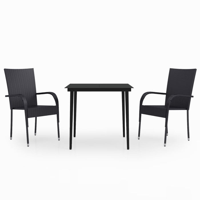 Set mobilier de grădină, 3 piese, negru WALTI
