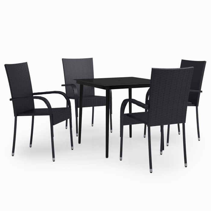 Set de servit masa pentru grădină, 5 piese, negru WALTI