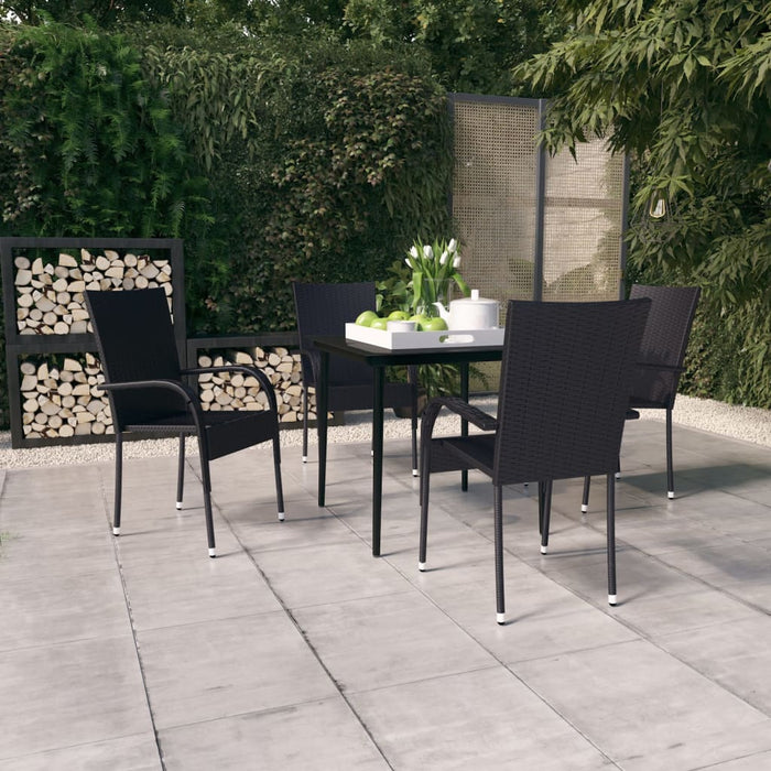 Set de servit masa pentru grădină, 5 piese, negru WALTI
