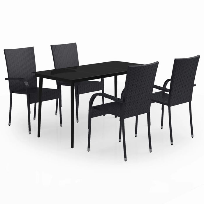 Set de servit masa pentru grădină, 5 piese, negru WALTI