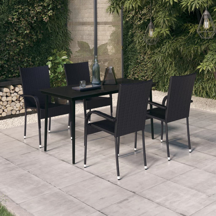 Set de servit masa pentru grădină, 5 piese, negru WALTI