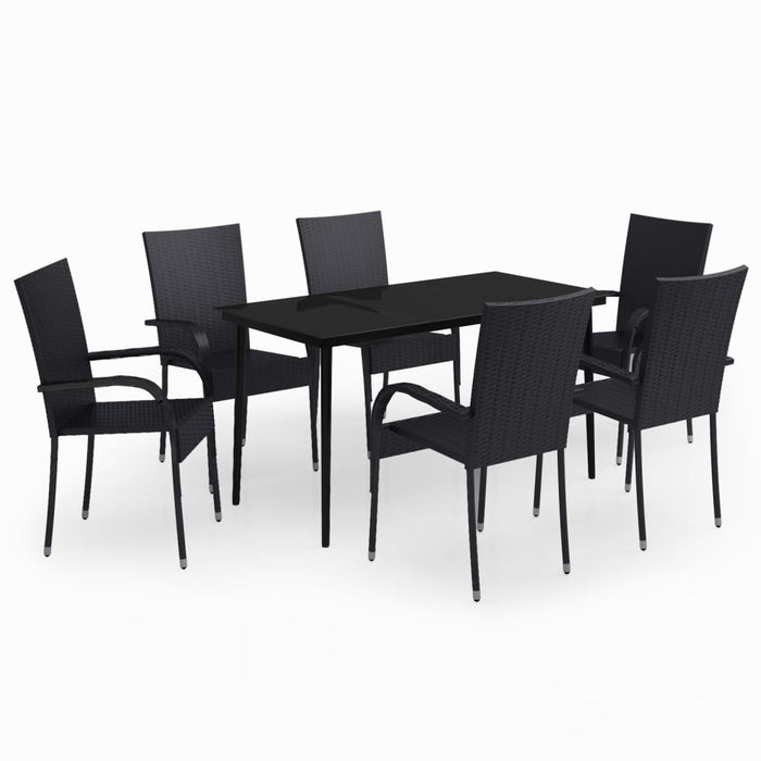 Set de servit masa pentru grădină, 7 piese, negru - WALTI WALTI