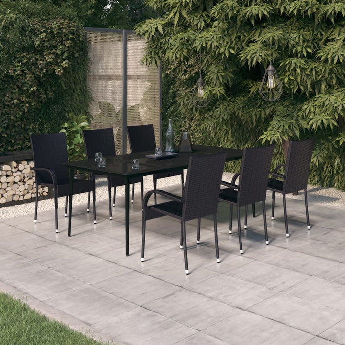 Set mobilier de grădină, negru, 7 piese - WALTI WALTI