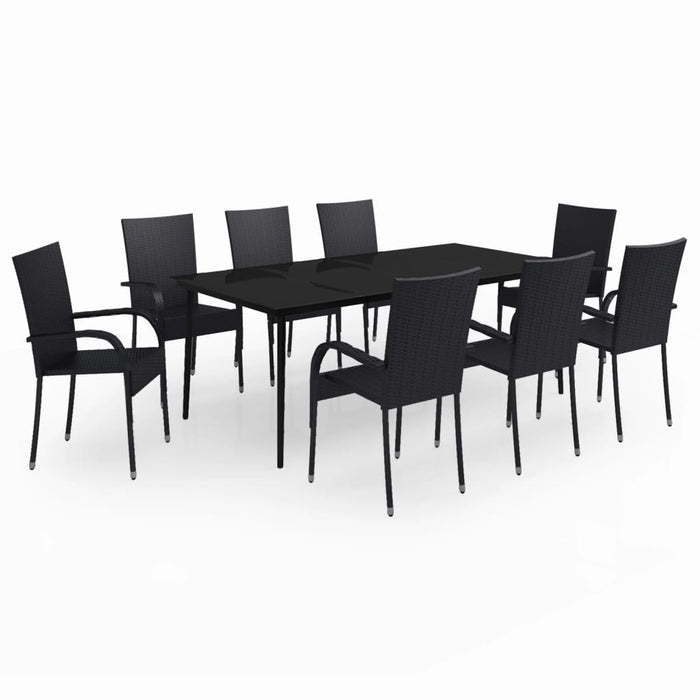 Set mobilier de grădină, negru, 9 piese - WALTI WALTI