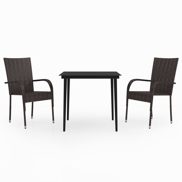 Set mobilier de grădină, 3 piese, maro și negru - WALTI WALTI