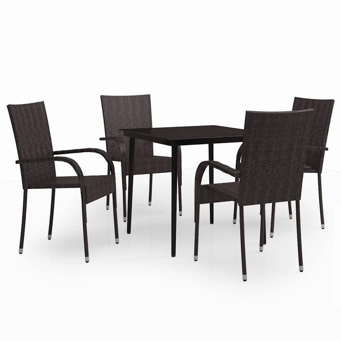 Set de servit masa pentru grădină, 5 piese, maro și negru - WALTI WALTI