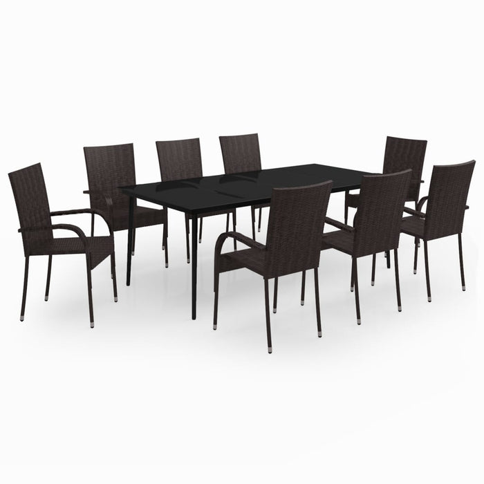 Set mobilier de grădină, 9 piese, maro și negru - WALTI WALTI