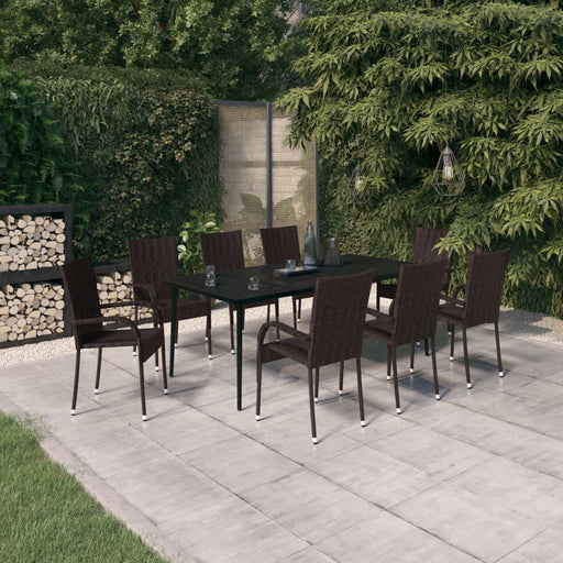 Set mobilier de grădină, 9 piese, maro și negru - WALTI WALTI