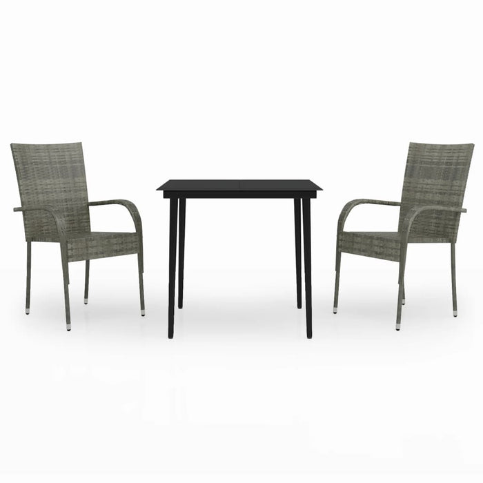 Set mobilier de grădină, 3 piese, gri și negru - WALTI WALTI