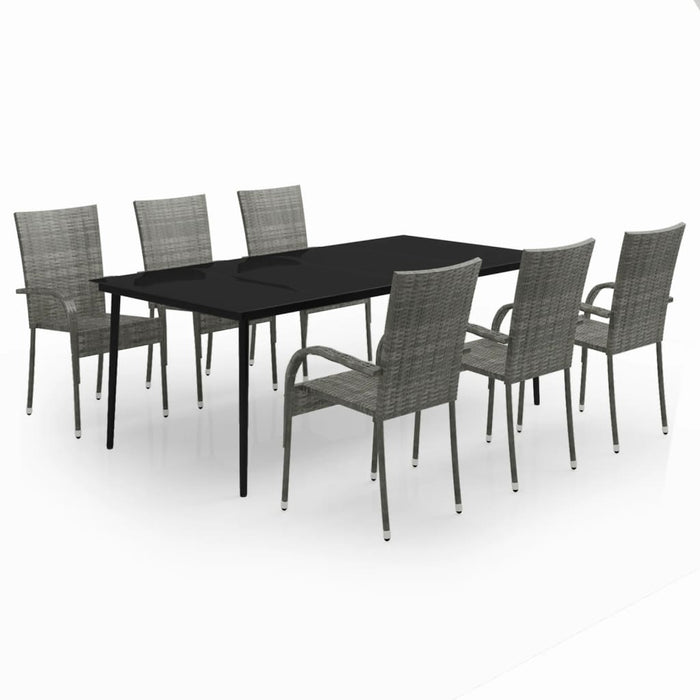 Set mobilier de grădină, 7 piese, gri și negru WALTI