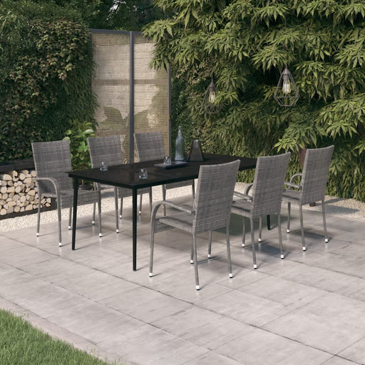 Set mobilier de grădină, 7 piese, gri și negru - WALTI WALTI