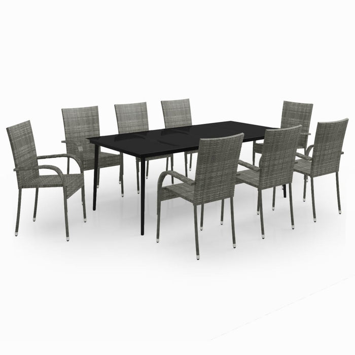 Set mobilier de grădină, 9 piese, gri și negru WALTI